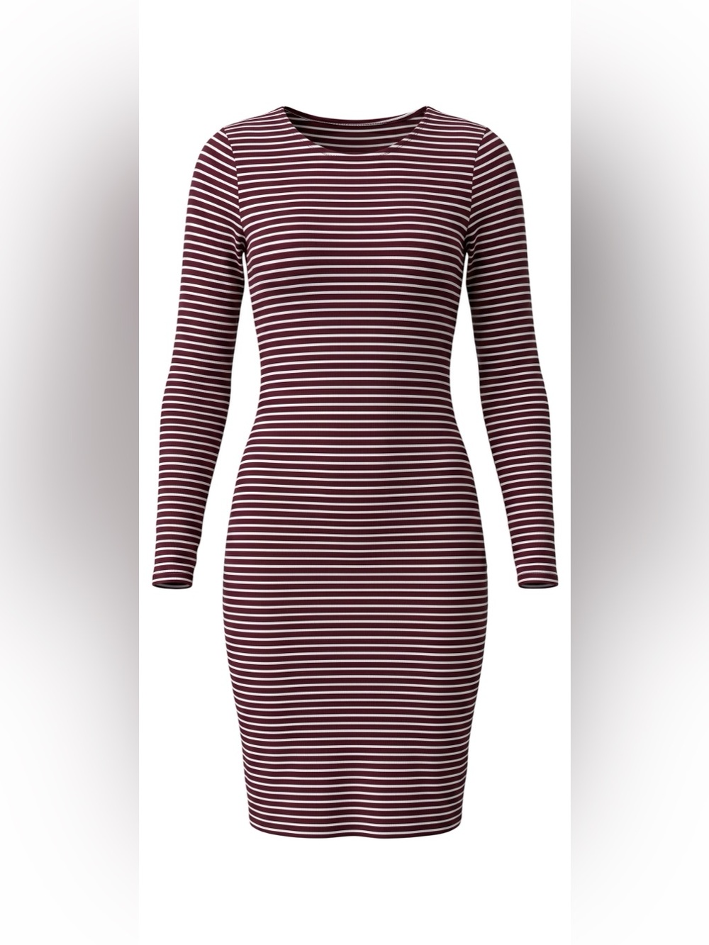 Forever 21 Burgundy and White Striped Long Sleeve Dress
